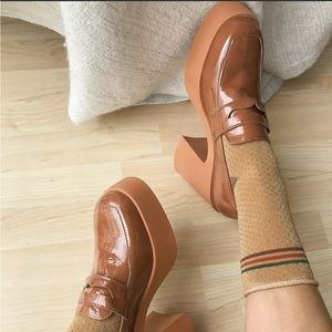 ASOS DESIGN Profile chunky high heeled loafer in tan